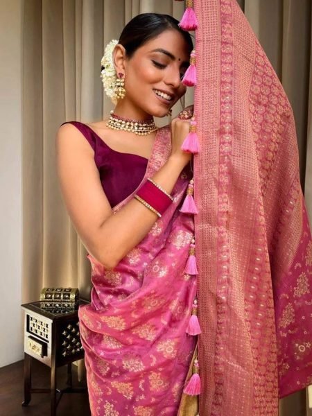 BABY PINK Banarasi Soft Silk Saree  Banarasi Saree Wholesale