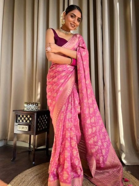 BABY PINK Banarasi Soft Silk Saree  Banarasi Saree Wholesale
