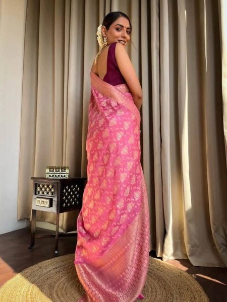 BABY PINK Banarasi Soft Silk Saree  Banarasi Saree Wholesale