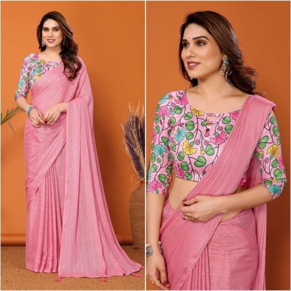 Baby Pink Color Kalamkari Catalogue Saree Saree Collection  Designer Wedding Sarees Wholesale