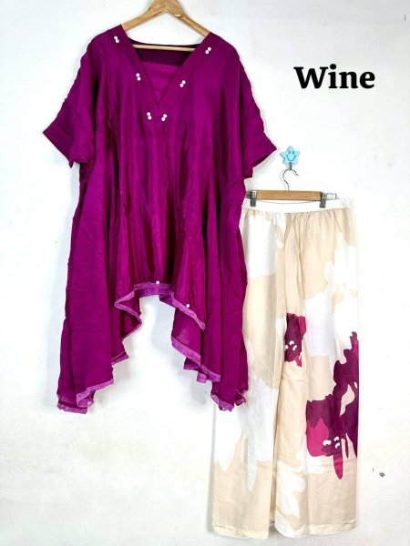 Baggy Pattern Kaftan Set in Heavy Chinon Stylish Coord with Lace Finish Hot Summer Offer for Resellers CO ORD Sets