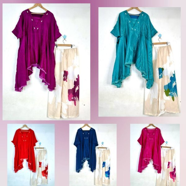 Baggy Pattern Kaftan Set in Heavy Chinon Stylish Coord with Lace Finish Hot Summer Offer  CO ORD Sets