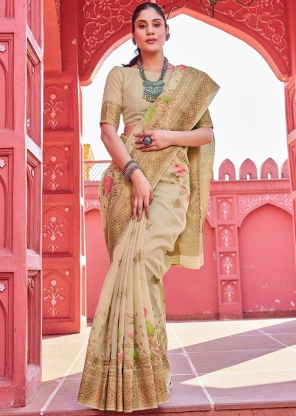 Banarasi Cotton Saree With Zari Woven Work  Cotton Sarees Wholesale