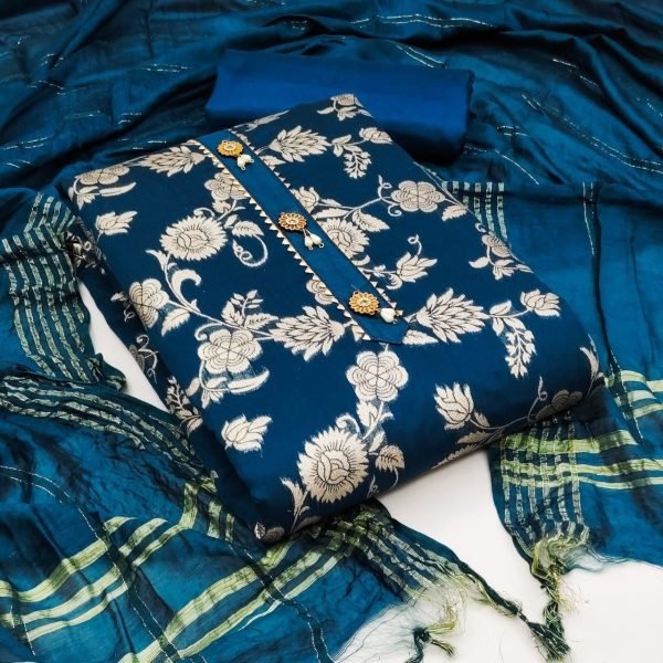 Banarasi Jacquard Dress Material For Women Color Set Matching Dress Material Wholesale