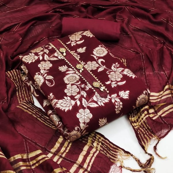 Banarasi Jacquard Dress Material For Women Color Set Matching Dress Material Wholesale
