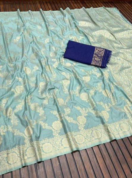 Banarasi khadi Georgette Jaqurad Weaving Saree  Banarasi Saree Wholesale