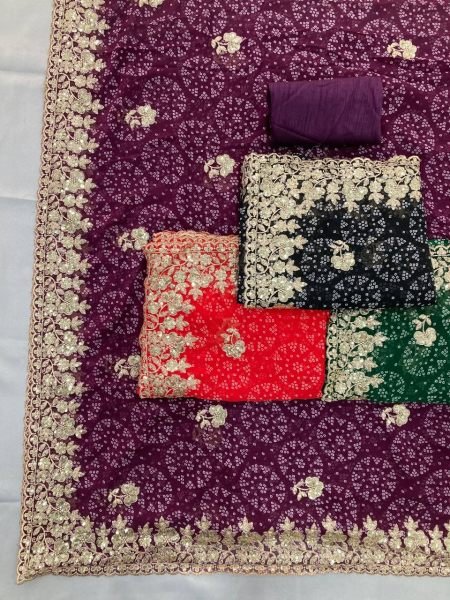 Bandhej Print Georgette Saree with Sequin Embroidery   Cutwork Border Party Wear Collection by Royal Export at Low Wholesale Price Georgette Sarees Wholesale