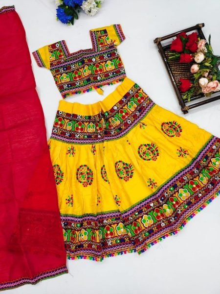 Banjara Indian Kutchi Embroidered Girls Lehenga Choli With Mirror Work Girls Wear