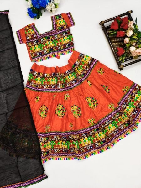 Banjara Indian Kutchi Embroidered Girls Lehenga Choli With Mirror Work Girls Wear