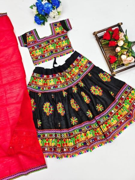 Banjara Indian Kutchi Embroidered Girls Lehenga Choli With Mirror Work Girls Wear
