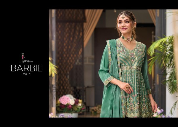 Barbie Vol 4 by Eba Latest 2025 Partywear Pakistani Suits in Heavy Chinon with Dupatta Set Designer Plazzo Salwar Suits Wholesale