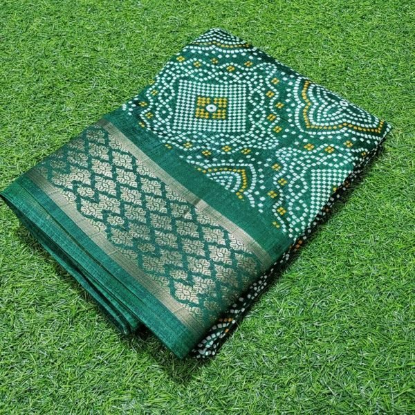 Batik Print Bandhani Cotton Saree With Zari Weaving Border  Bandhej Sarees Wholesale