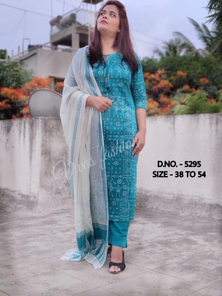 Beautiful 3 Piece Set - Pure Cotton Cambric Kurti Pant With Mulmul Printed Dupatta  Jaipuri Cotton Kurtis Wholesale