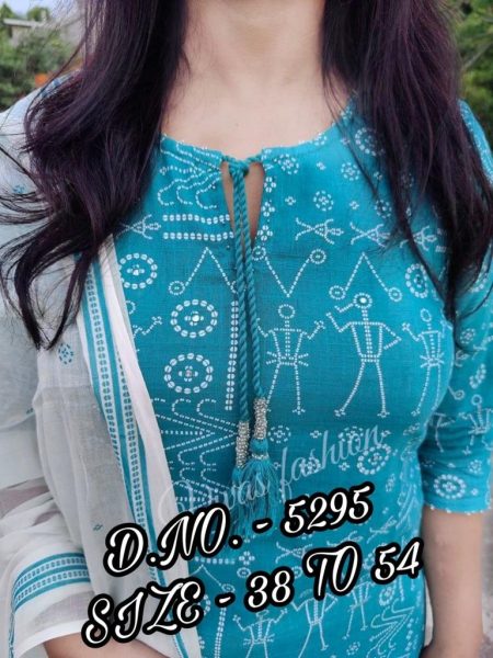 Beautiful 3 Piece Set - Pure Cotton Cambric Kurti Pant With Mulmul Printed Dupatta  Jaipuri Cotton Kurtis Wholesale