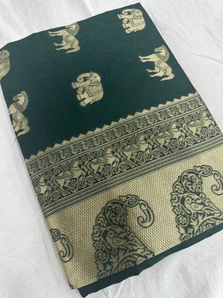 Beautiful Art Lichi Silk Jacquard Border Saree  Silk Sarees Wholesale