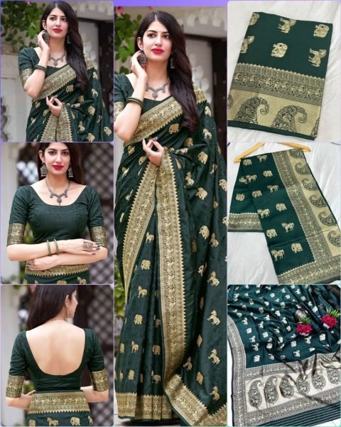 Beautiful Art Lichi Silk Jacquard Border Saree  Silk Sarees Wholesale