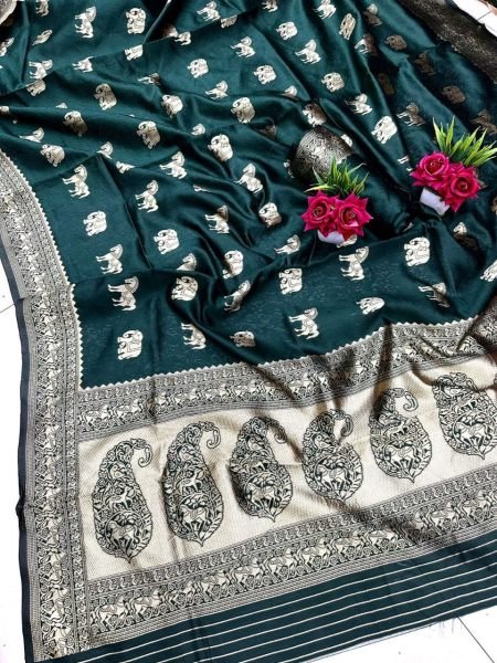 Beautiful Art Lichi Silk Jacquard Border Saree  Silk Sarees Wholesale