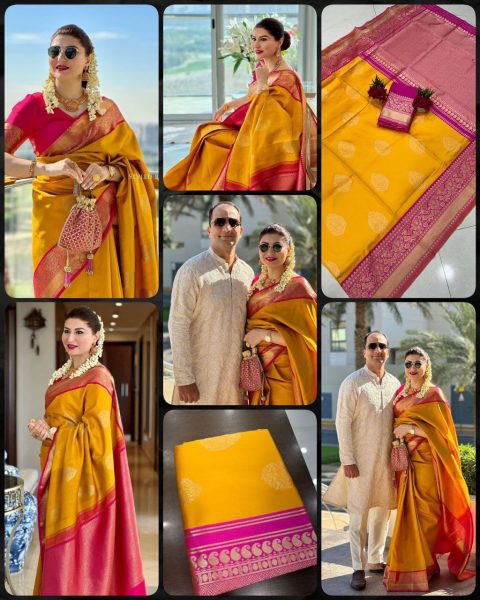  Beautiful Art Silk Jacquard Border Saree South Indian Saree 