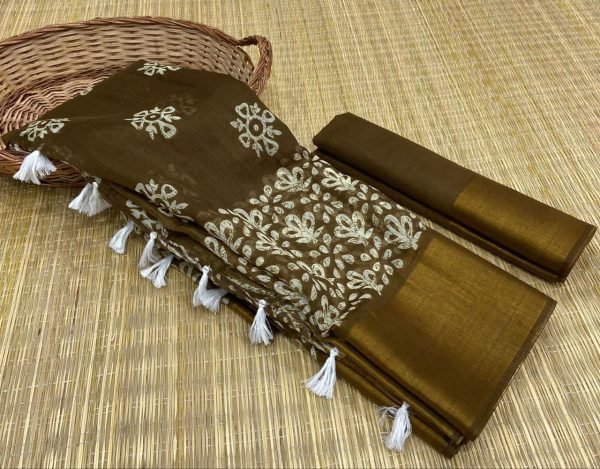 beautiful Batik Style HD Print Cotton Saree Printed Cotton Sarees Wholesale