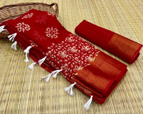 beautiful Batik Style HD Print Cotton Saree Printed Cotton Sarees Wholesale