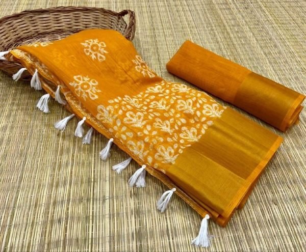 beautiful Batik Style HD Print Cotton Saree Printed Cotton Sarees Wholesale