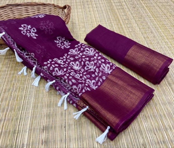 beautiful Batik Style HD Print Cotton Saree Printed Cotton Sarees Wholesale