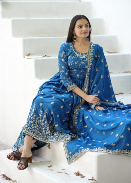 Beautiful Blue anarkali suit set for women onlne   perfact for any occaison  Ready To Wear Collection