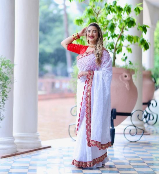 Beautiful Chikankari Embroidery Sequins Work Georgette Saree Georgette Sarees Wholesale