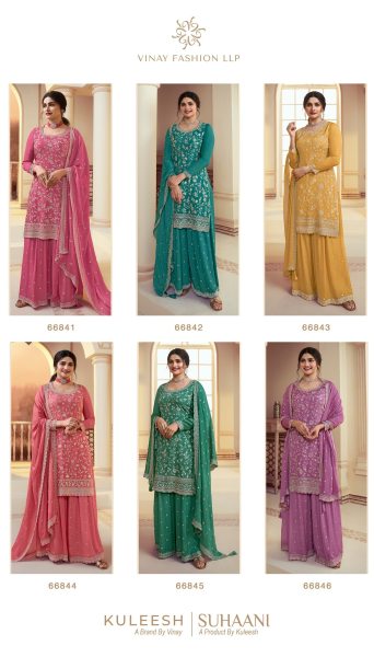 Beautiful Chinon Embroidered Work Sharara Suits Collection  Designer Plazzo Salwar Suits Wholesale