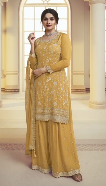 Beautiful Chinon Embroidered Work Sharara Suits Collection  Designer Plazzo Salwar Suits Wholesale