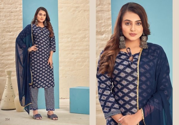 Beautiful Cotton Kurti Pant With Dupatta 3 Piece Kurti Set