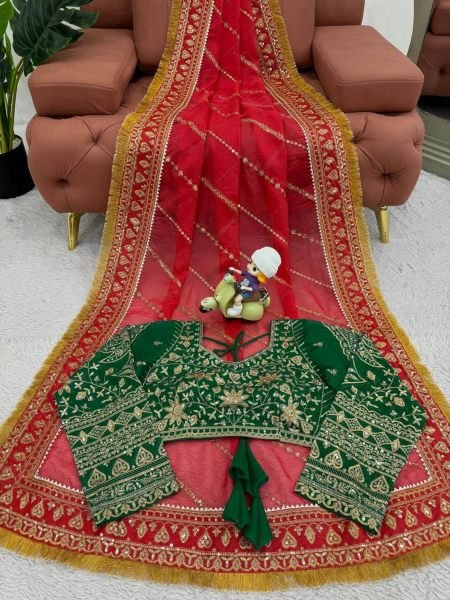Beautiful Designer Organza silk Saree with Thred & Sequnce work Organza Sarees Wholesale