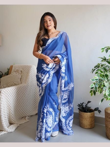 Beautiful Designer Thai Organza Silk Saree  Organza Sarees Wholesale