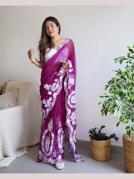 Beautiful Designer Thai Organza Silk Saree  Organza Sarees Wholesale