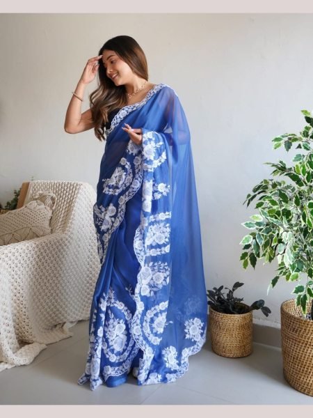 Beautiful Designer Thai Organza Silk Saree  Organza Sarees Wholesale