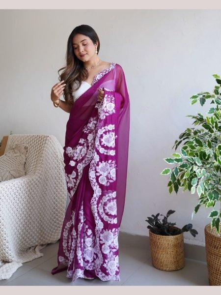Beautiful Designer Thai Organza Silk Saree  Organza Sarees Wholesale