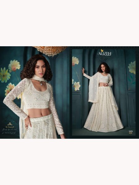 White Beautiful Designs Of Lehenga With Heavy Embroiedery Work Collection  Designer Lehenga Choli