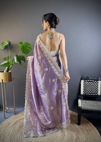 Beautiful Diamond Silk Saree With Multi Sequence And Thread Work Silk Sarees Wholesale