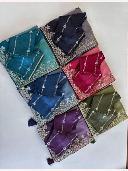 Beautiful Embroidery Chiffon Shimmer Silk Saree Collection  Embroidery Sarees Wholesale