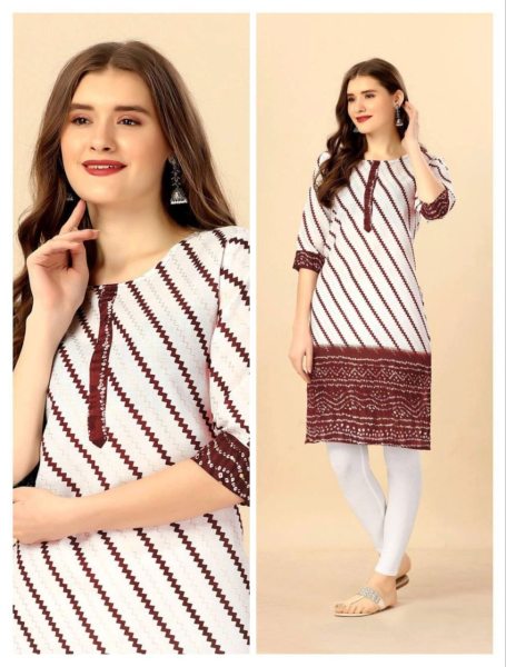 Beautiful Flex Cotton Digital   Foil Print Kurti Printed Kurtis