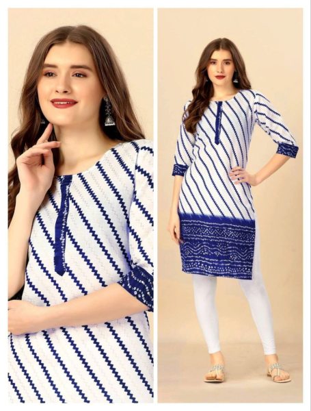 Beautiful Flex Cotton Digital   Foil Print Kurti Printed Kurtis