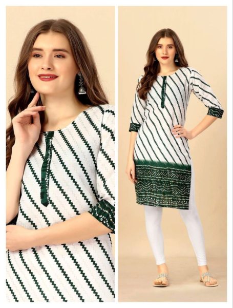 Beautiful Flex Cotton Digital   Foil Print Kurti Printed Kurtis