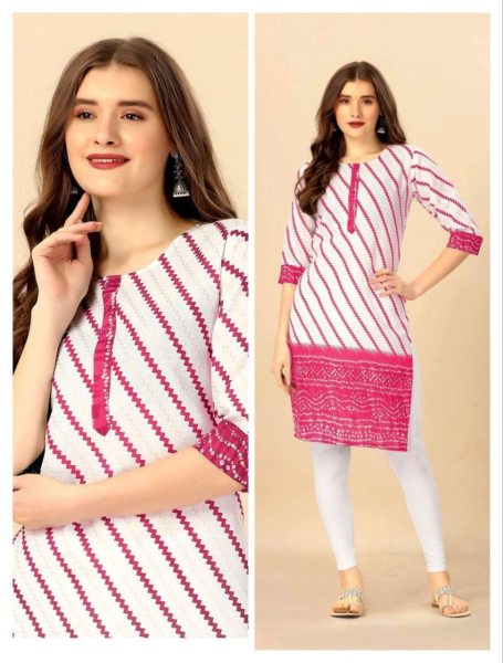 Beautiful Flex Cotton Digital   Foil Print Kurti Printed Kurtis