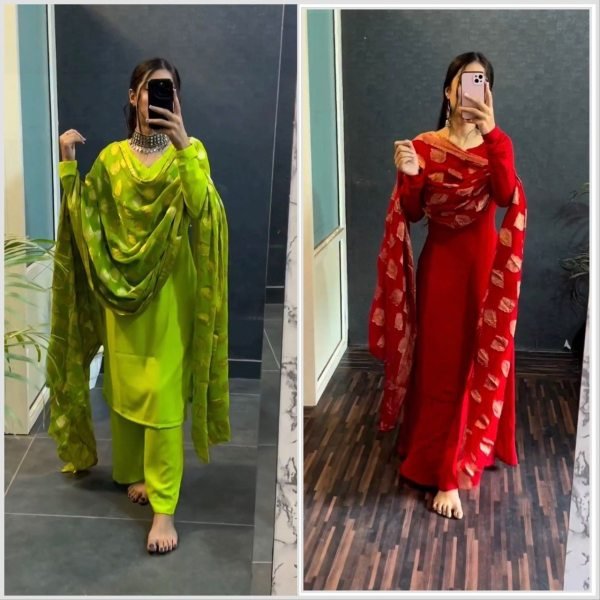 Beautiful Fox Georgette Kurti Plazzo set  3 Piece Kurti Set