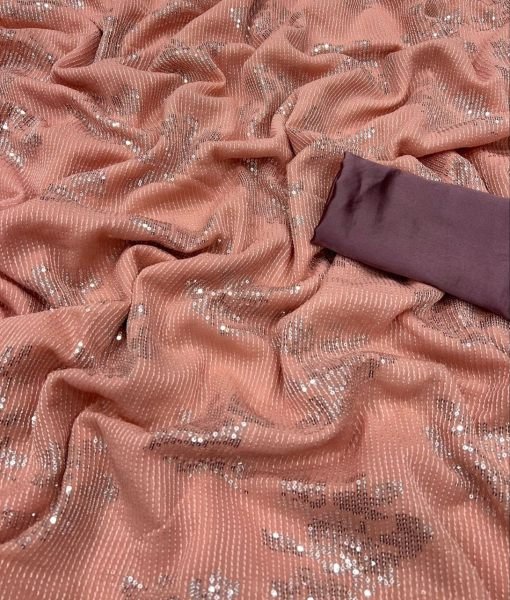 Beautiful Georgette Saree With Sequence Work  Georgette Sarees Wholesale