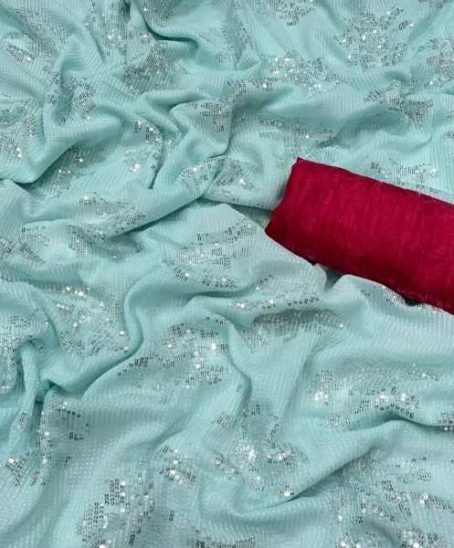 Beautiful Georgette Saree With Sequence Work  Georgette Sarees Wholesale