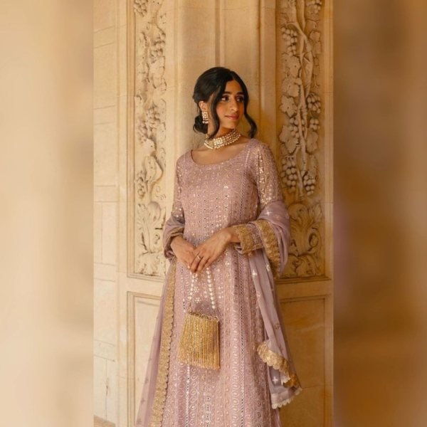 Beautiful Georgette Sharara Suit With Embroidery Work  Ready To Wear Collection
