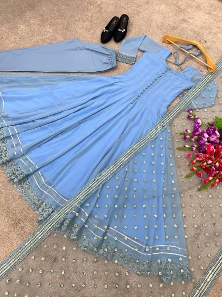 Beautiful Heavy Faux Georgette Gown Pant With Dupatta Ready To Wear Collection