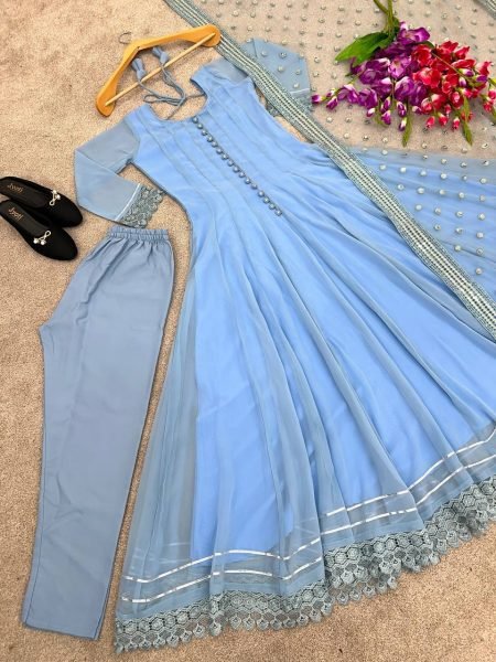 Beautiful Heavy Faux Georgette Gown Pant With Dupatta Ready To Wear Collection