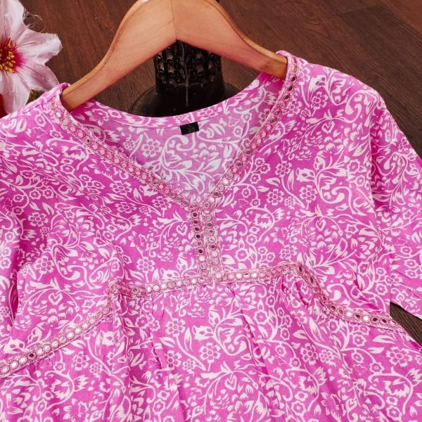 Beautiful Heavy Rayon Cotton Printed Kurti With Pant Kurti With Bottom Wholesale